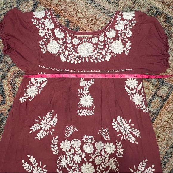Siren La Mariposa Corta Embroidered Mexican Style Peasant Top size small - Picture 6 of 11